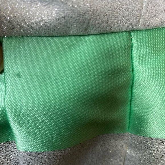 Aidan Mattox Dress Striped Skirt attached Green Crop Top with Zipper Backbone 10 - Picture 6 of 7